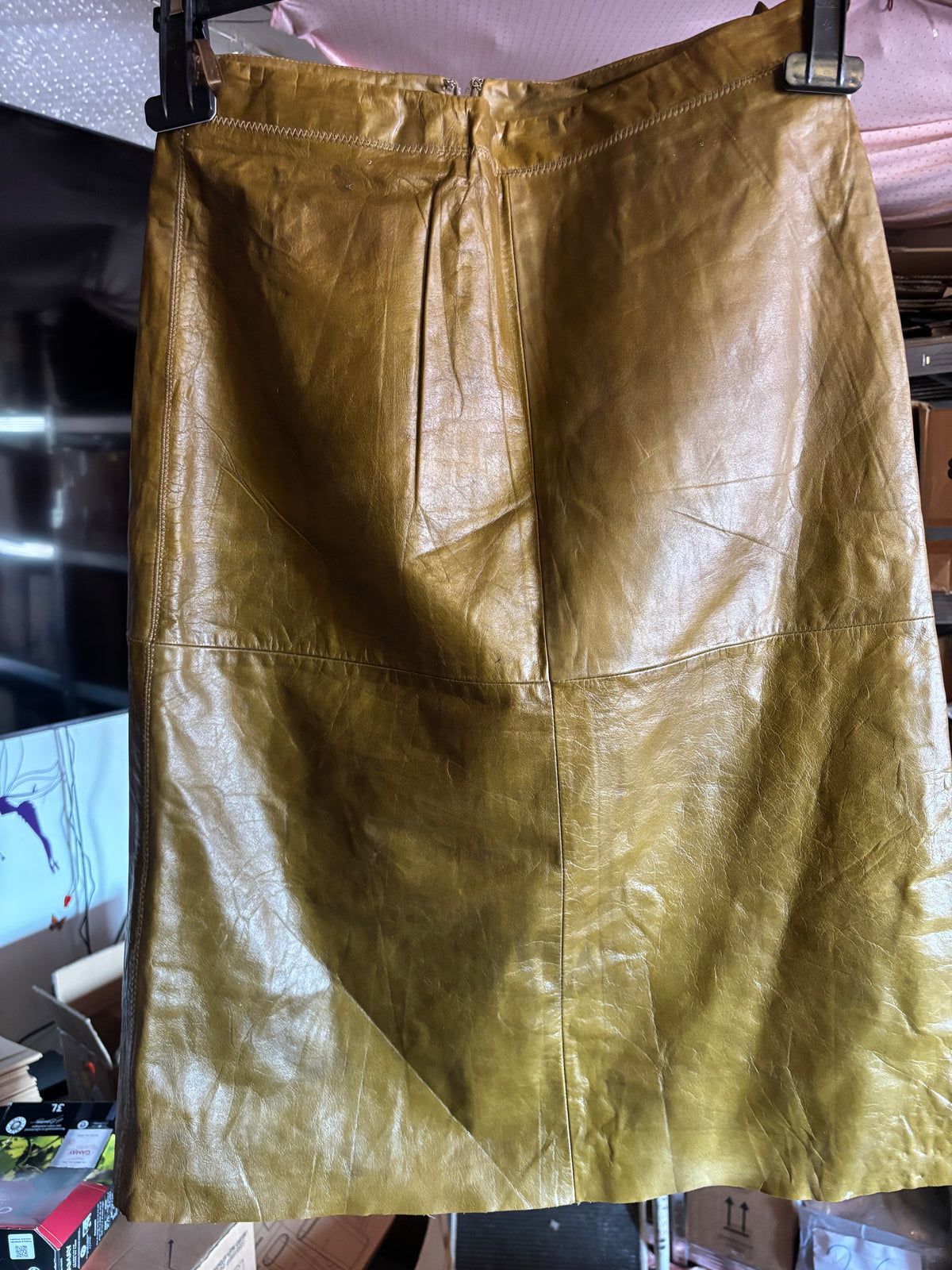 Jupe en Cuir Véritable GAP – Coupe Évasée Marron Clair