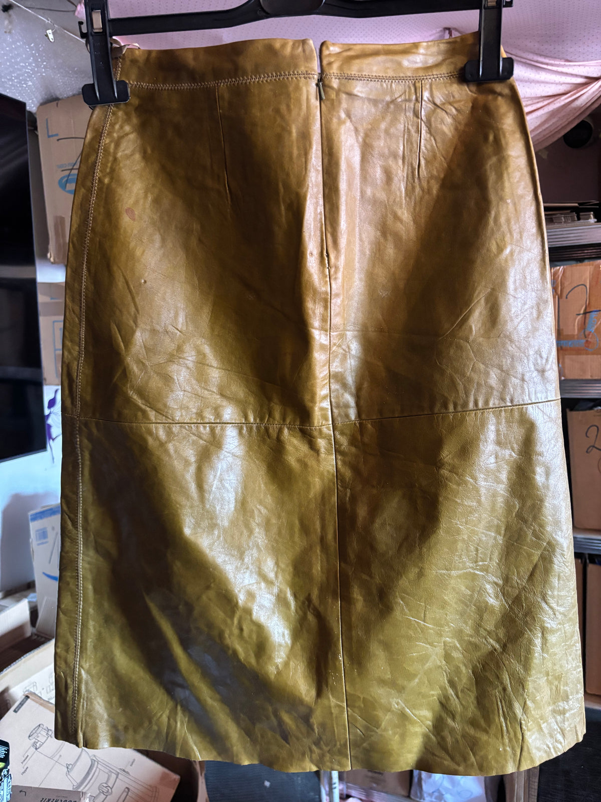 Jupe en Cuir Véritable GAP – Coupe Évasée Marron Clair
