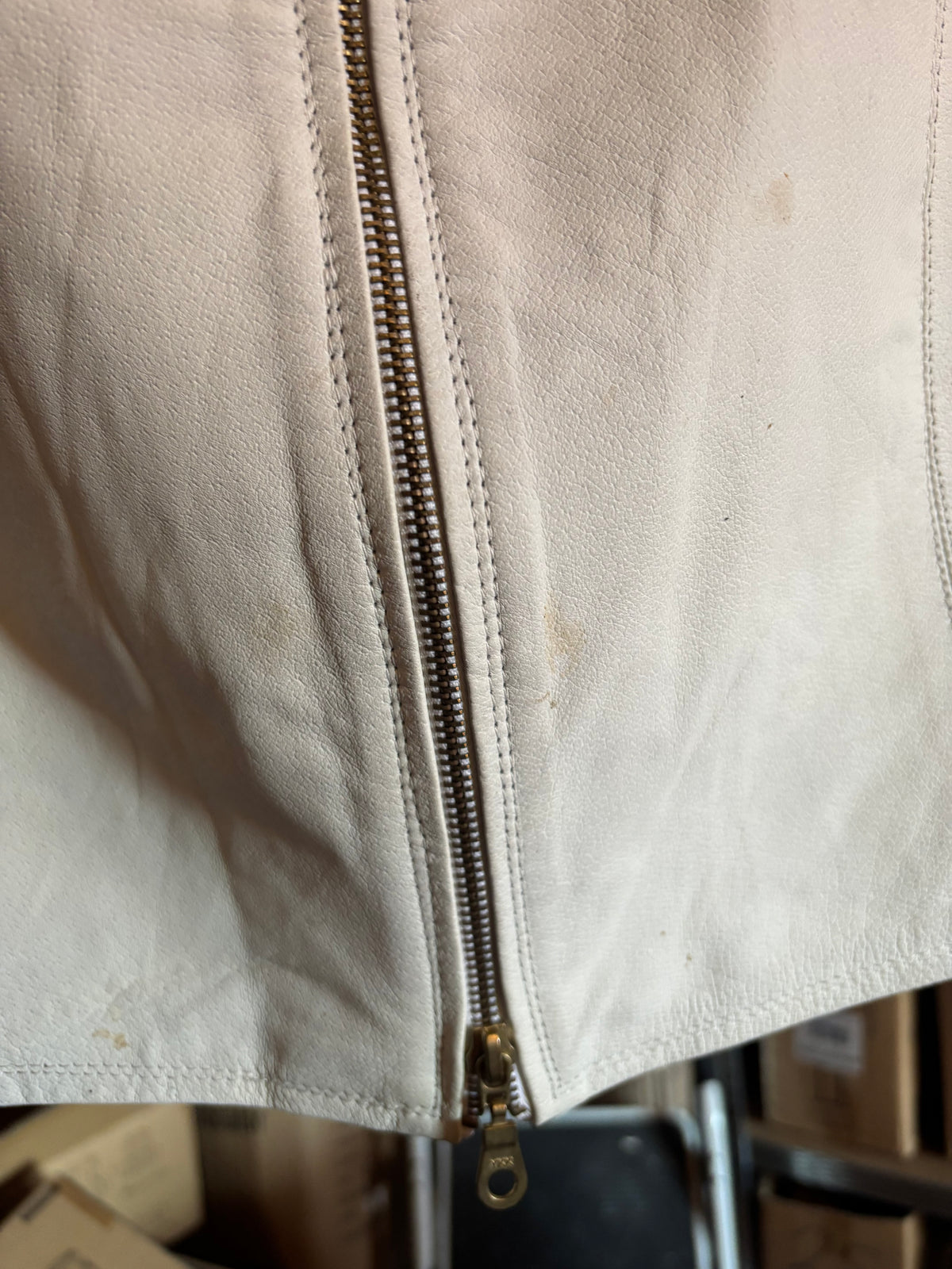 Rock aus echtem Leder, weiß, Größe 38/40