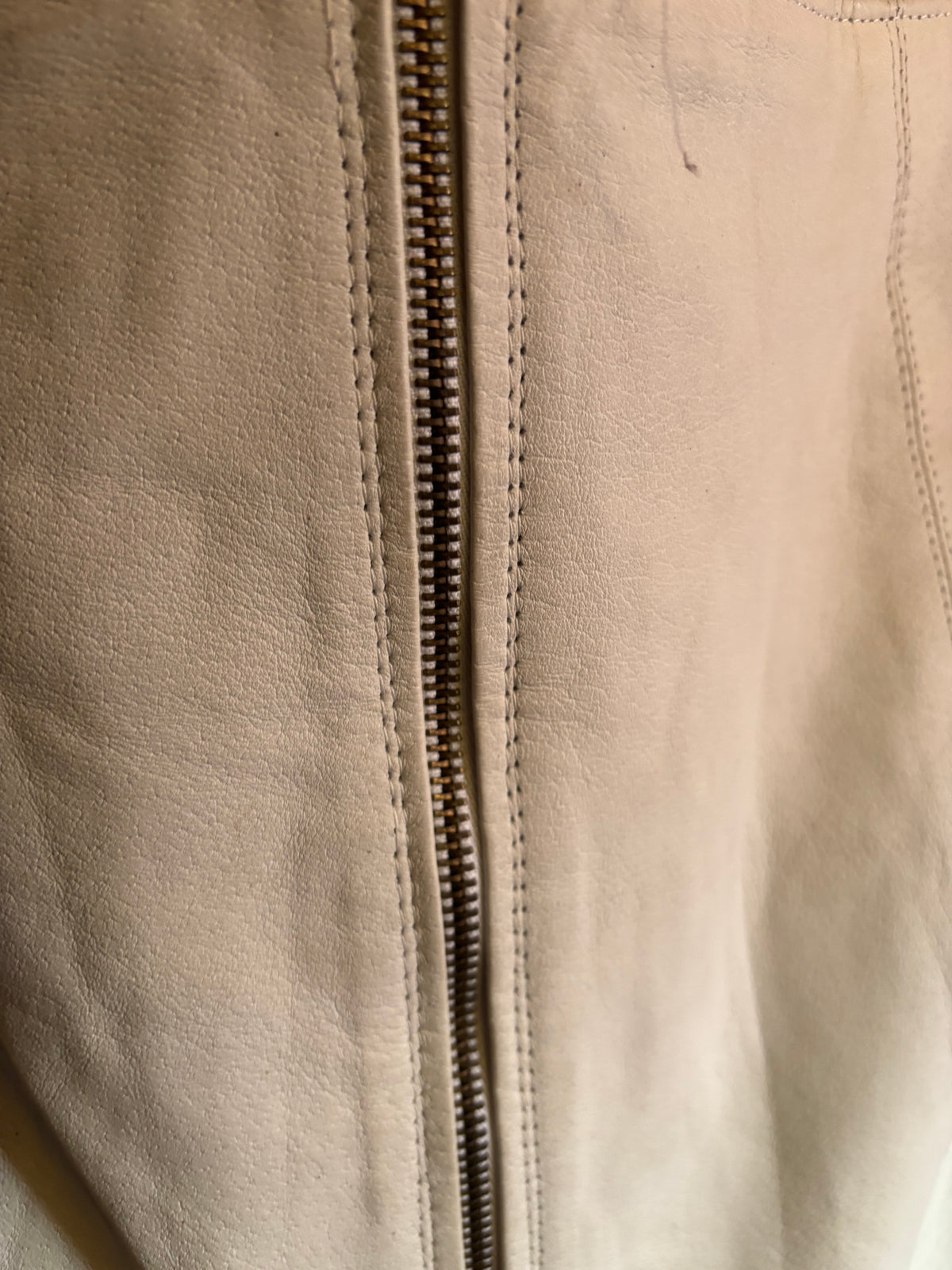 Rock aus echtem Leder, weiß, Größe 38/40