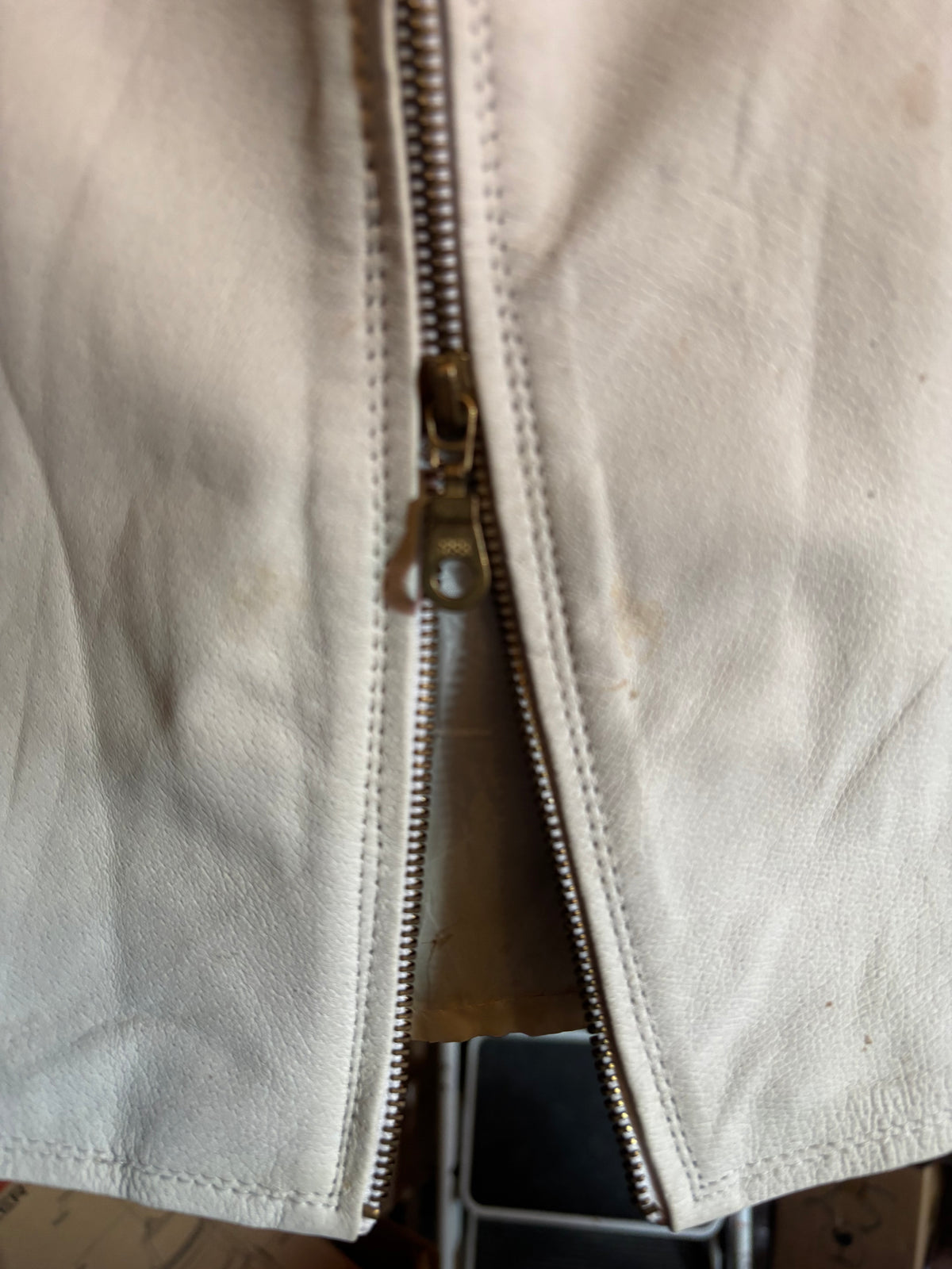 Rock aus echtem Leder, weiß, Größe 38/40