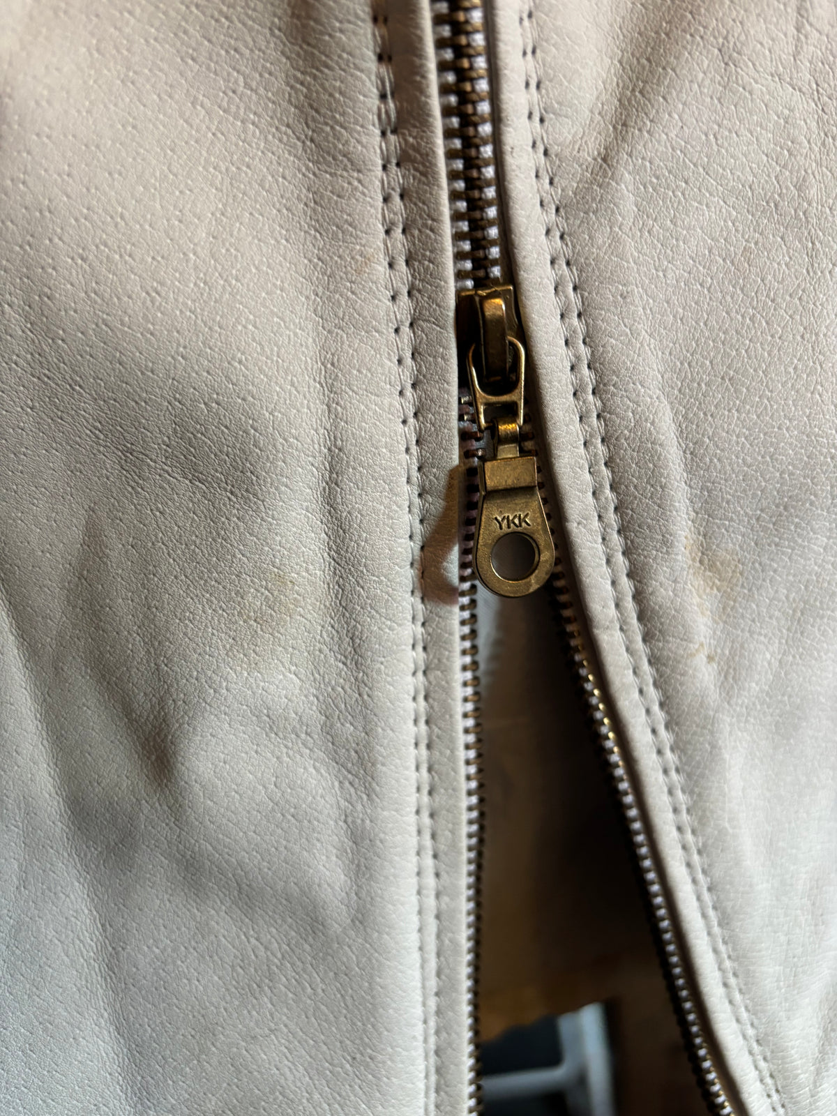 Rock aus echtem Leder, weiß, Größe 38/40