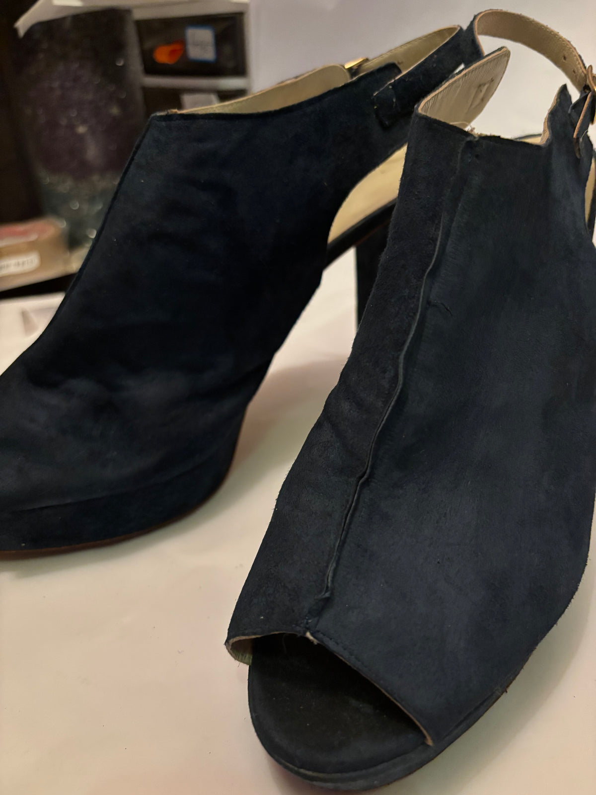 🔥 Escarpins bleu nuit cuir italien – Pointure 47 – Talon 12 cm 💙 👉