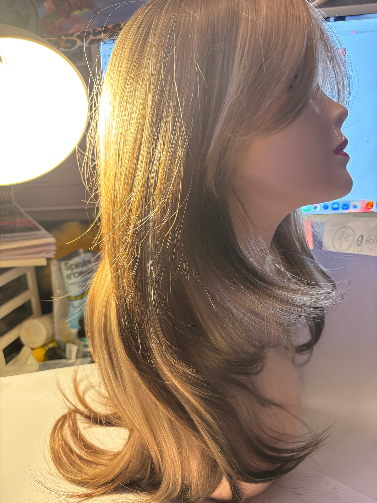 Long two-tone blonde/brown wig
