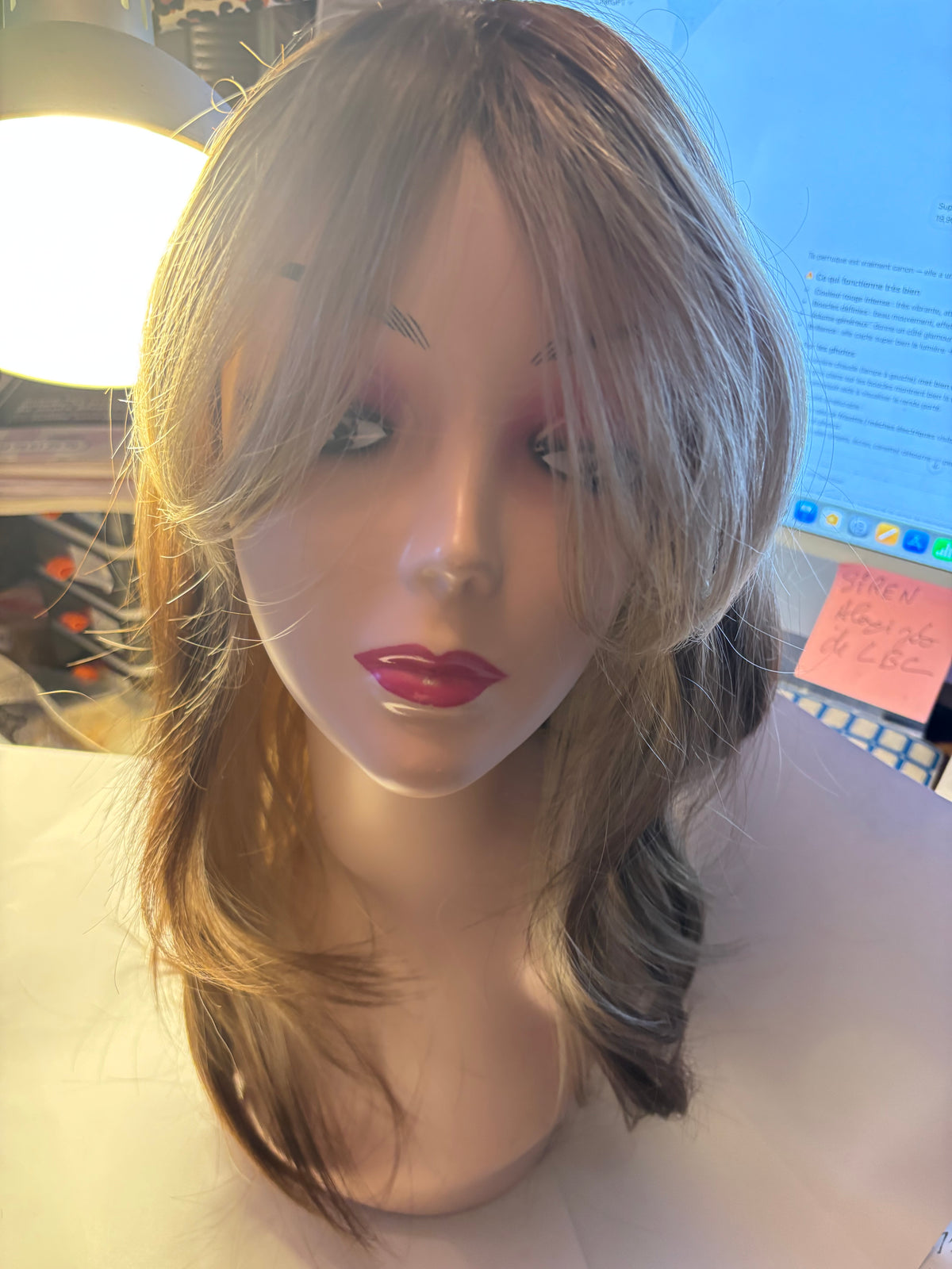 Long two-tone blonde/brown wig