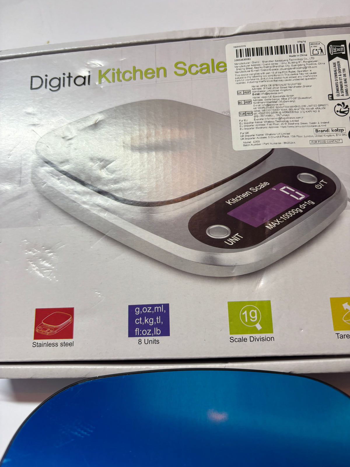Balance de cuisine numérique précise 10 kg