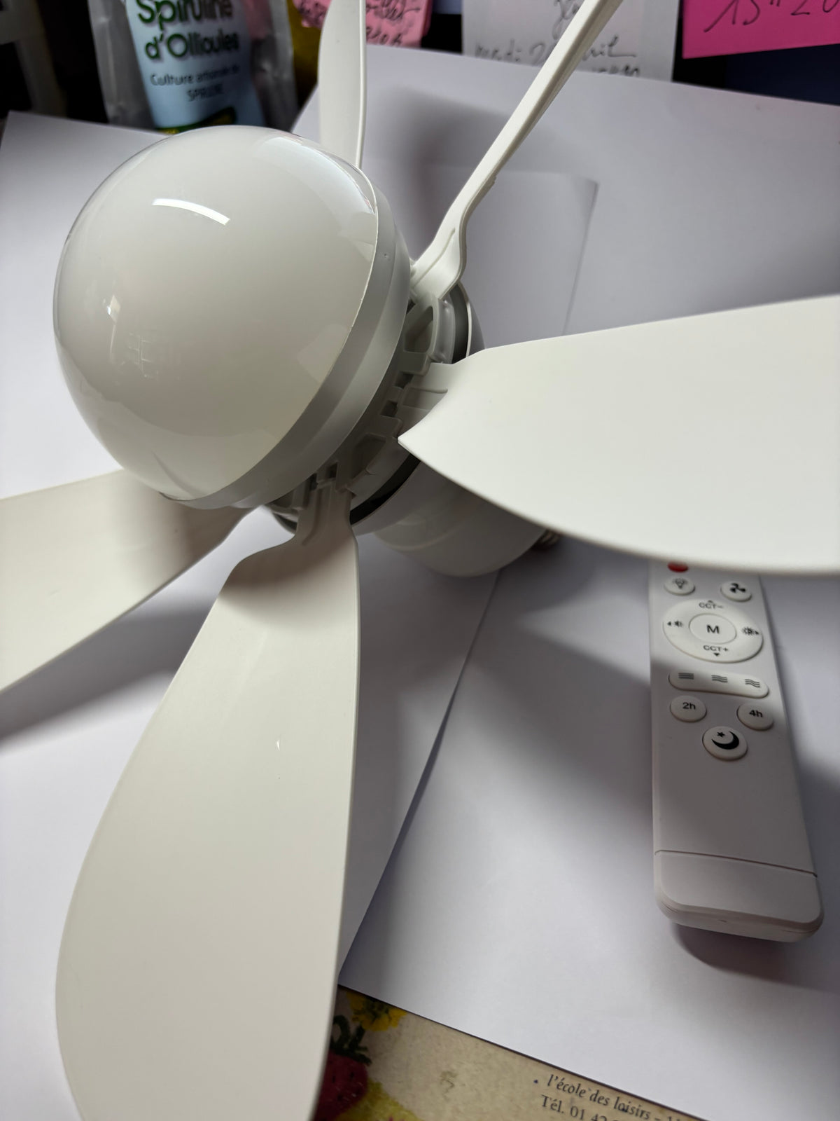 Ventilateur de Plafond LED avec Télécommande — Silencieux, 6 Pales, 3 Vitesses