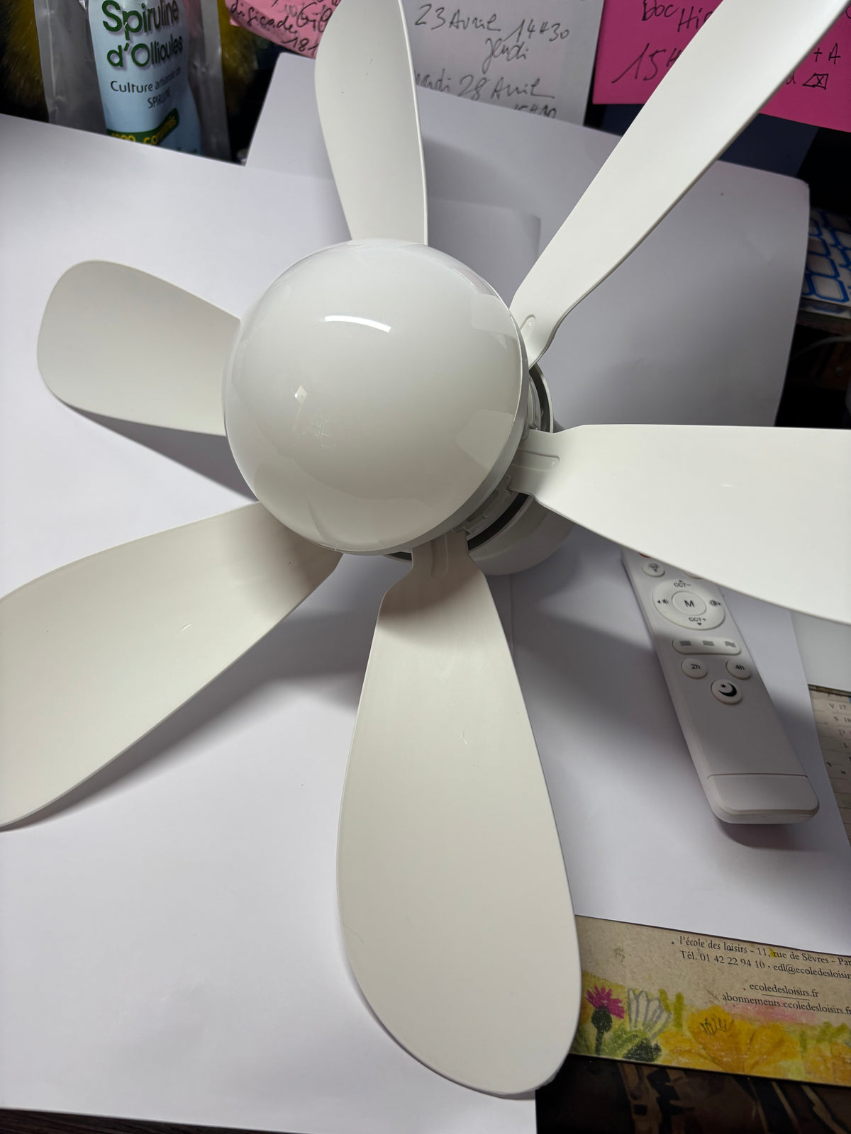 Ventilateur de Plafond LED avec Télécommande — Silencieux, 6 Pales, 3 Vitesses