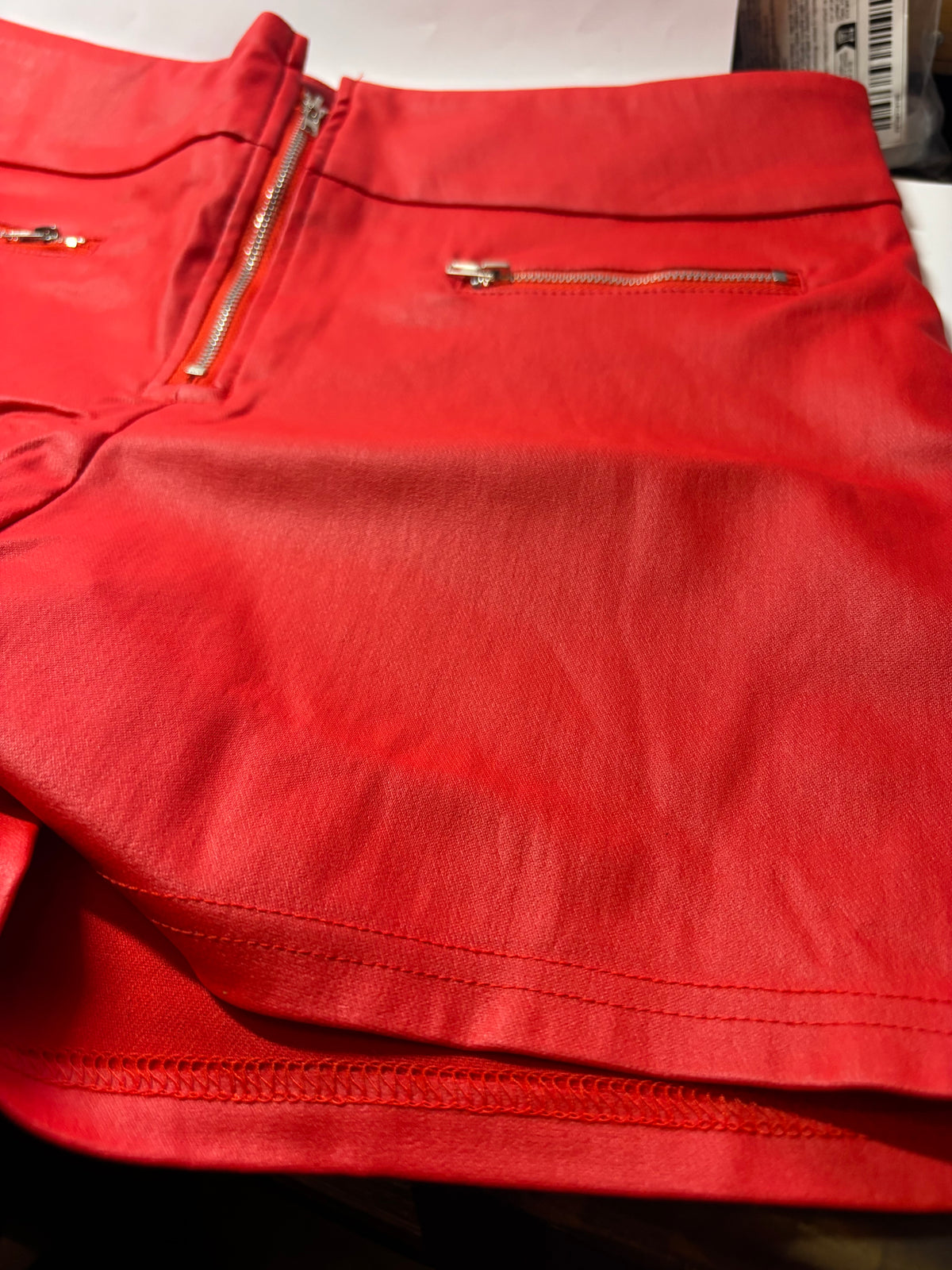 ✨ SHORT ROUGE ASPECT CUIR MIXTE XL ✨