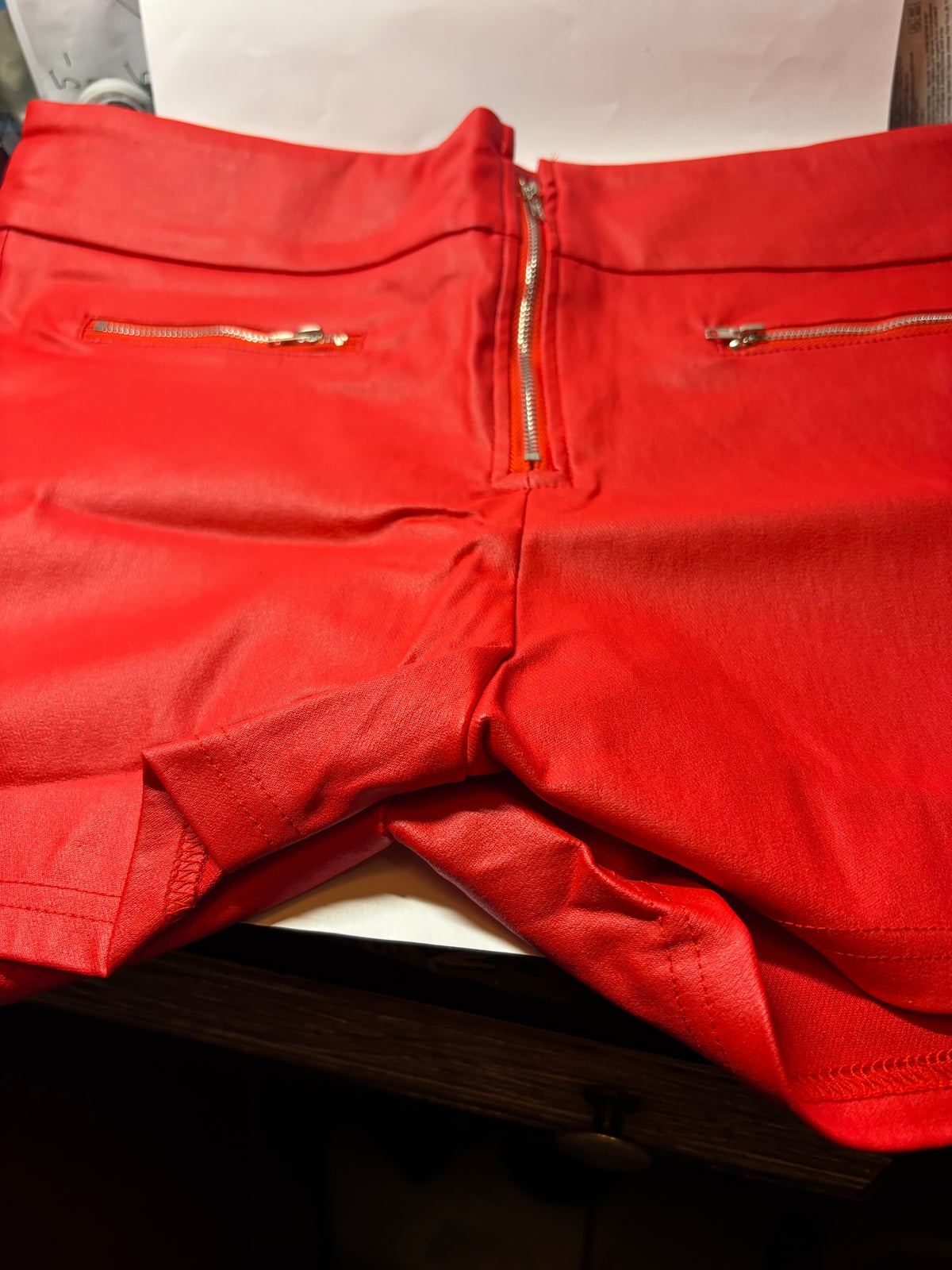 ✨ SHORT ROUGE ASPECT CUIR MIXTE XL ✨