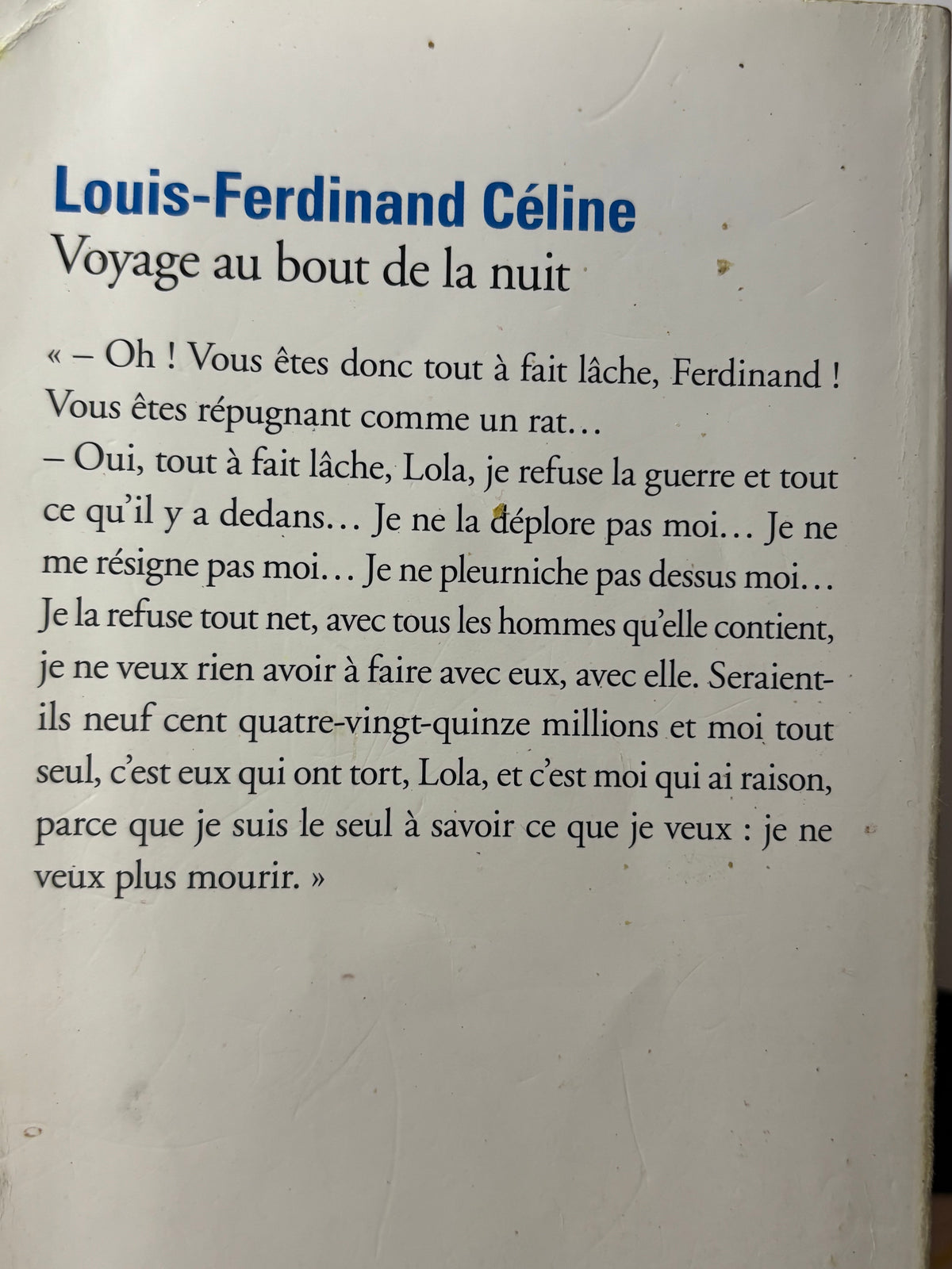 Voyage au bout de la nuit de Celine