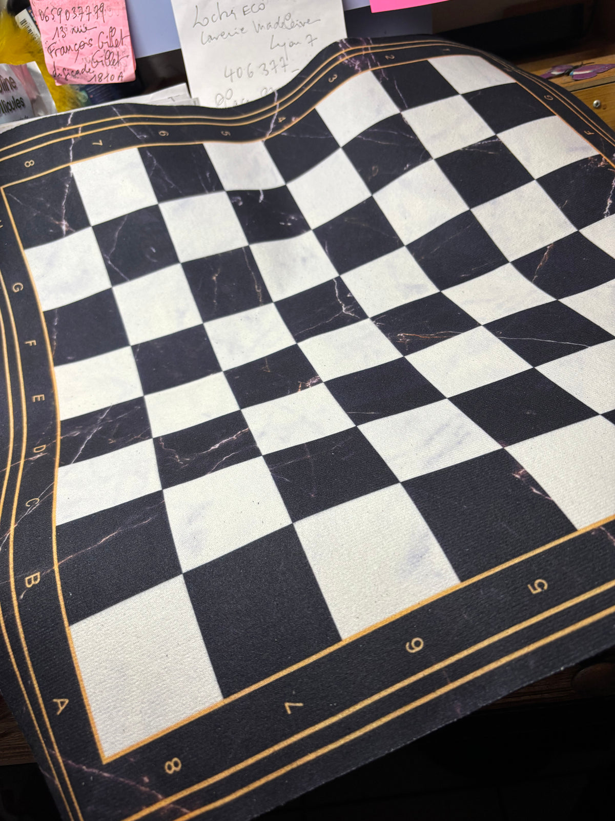 LOT LUXE ÉCHECS + DAMES – TAPIS MARBRE 52 x 52 CM