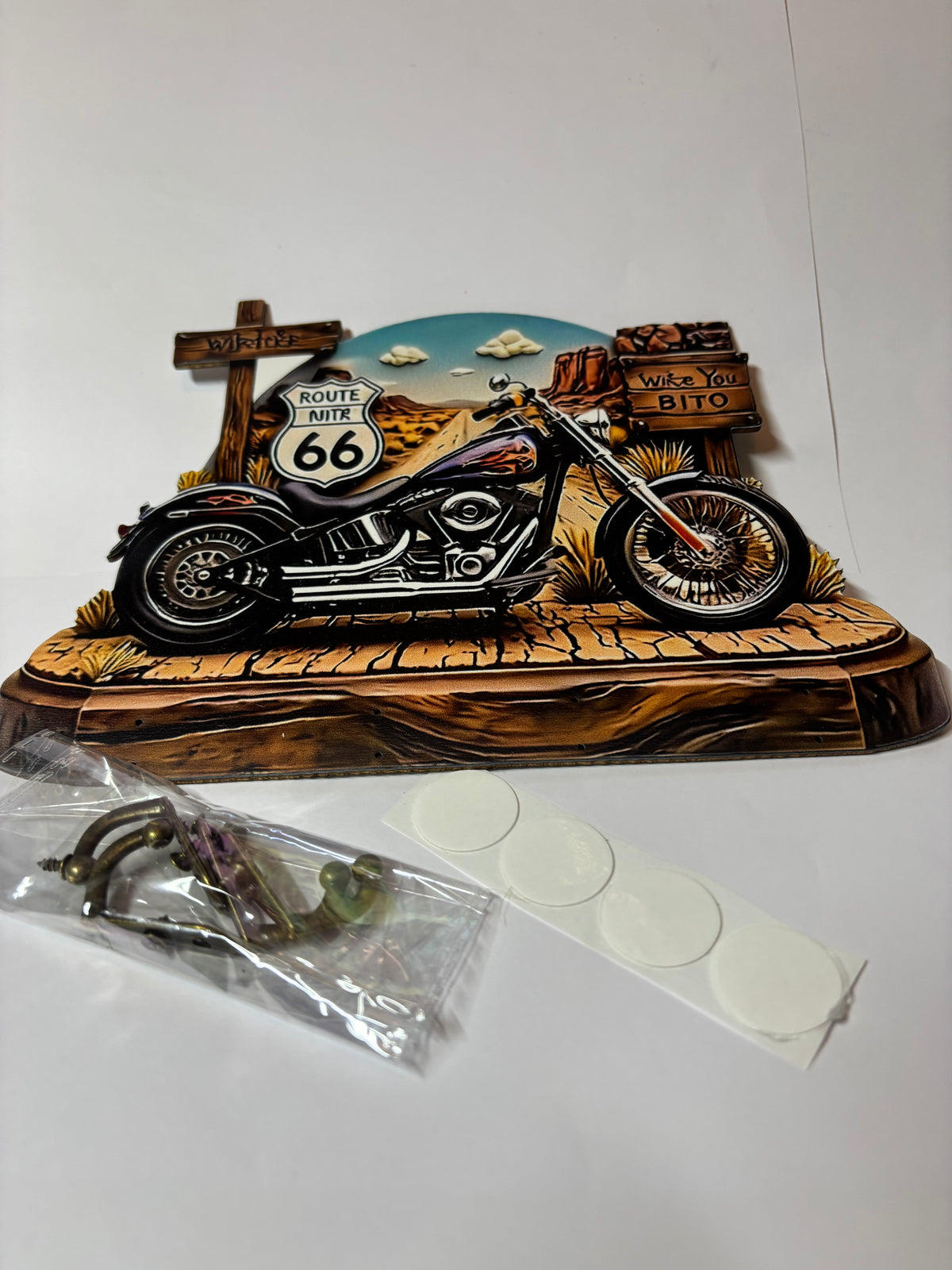 ✨ PORTE-CLÉS MURAL ROUTE 66 – STYLE MOTO CUSTOM ✨