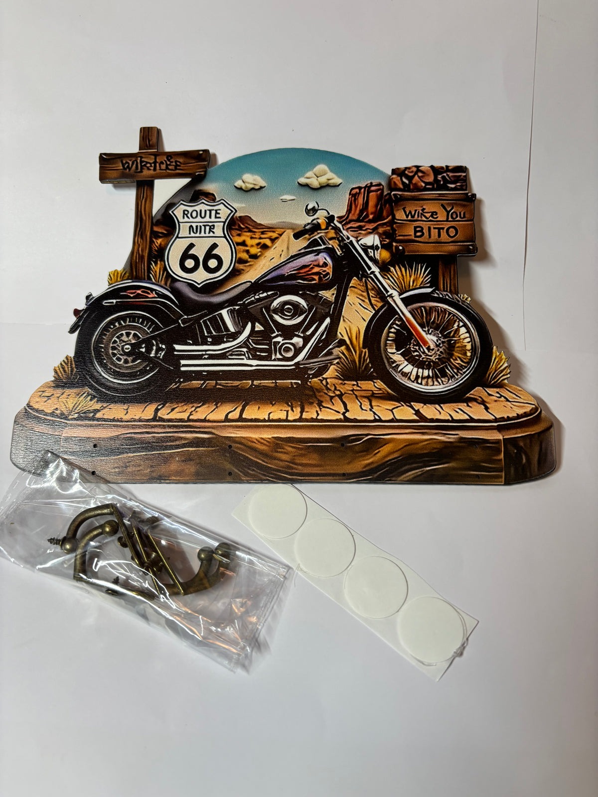 ✨ PORTE-CLÉS MURAL ROUTE 66 – STYLE MOTO CUSTOM ✨