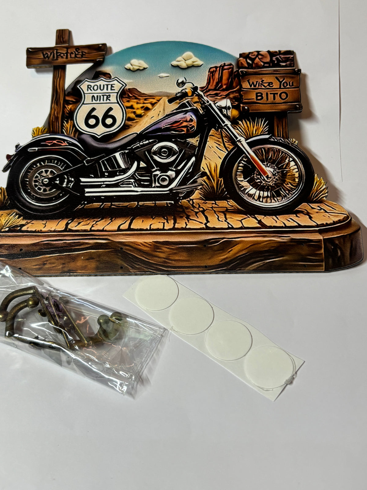 ✨ PORTE-CLÉS MURAL ROUTE 66 – STYLE MOTO CUSTOM ✨