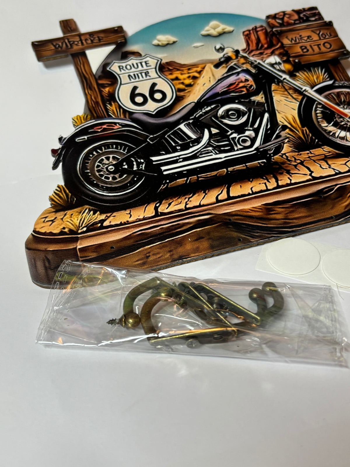 ✨ PORTE-CLÉS MURAL ROUTE 66 – STYLE MOTO CUSTOM ✨