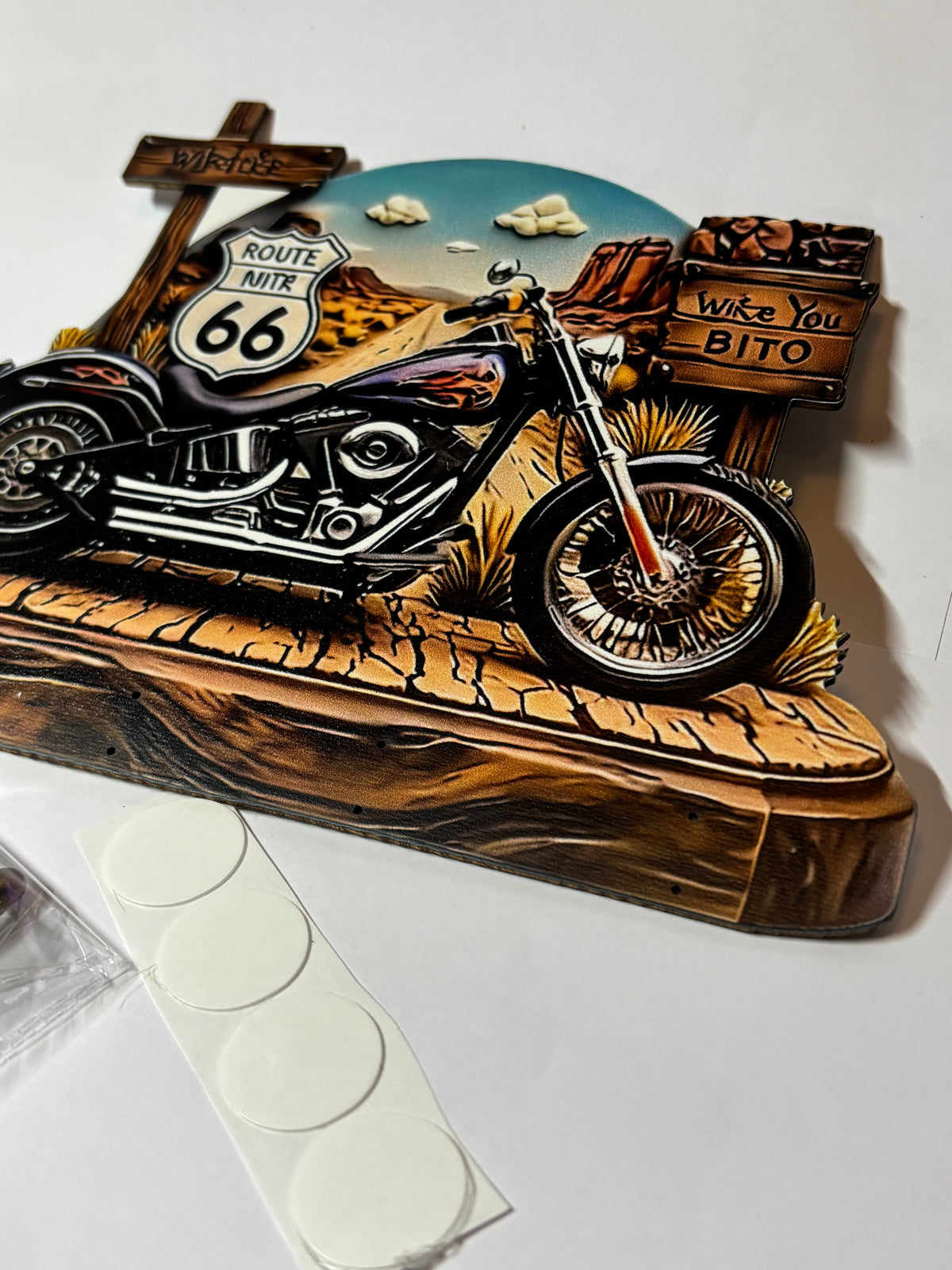 ✨ PORTE-CLÉS MURAL ROUTE 66 – STYLE MOTO CUSTOM ✨