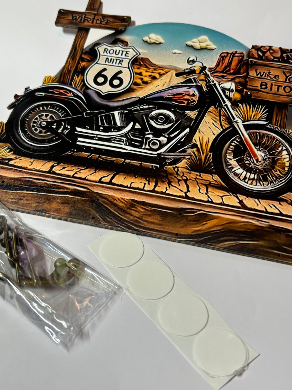 ✨ PORTE-CLÉS MURAL ROUTE 66 – STYLE MOTO CUSTOM ✨