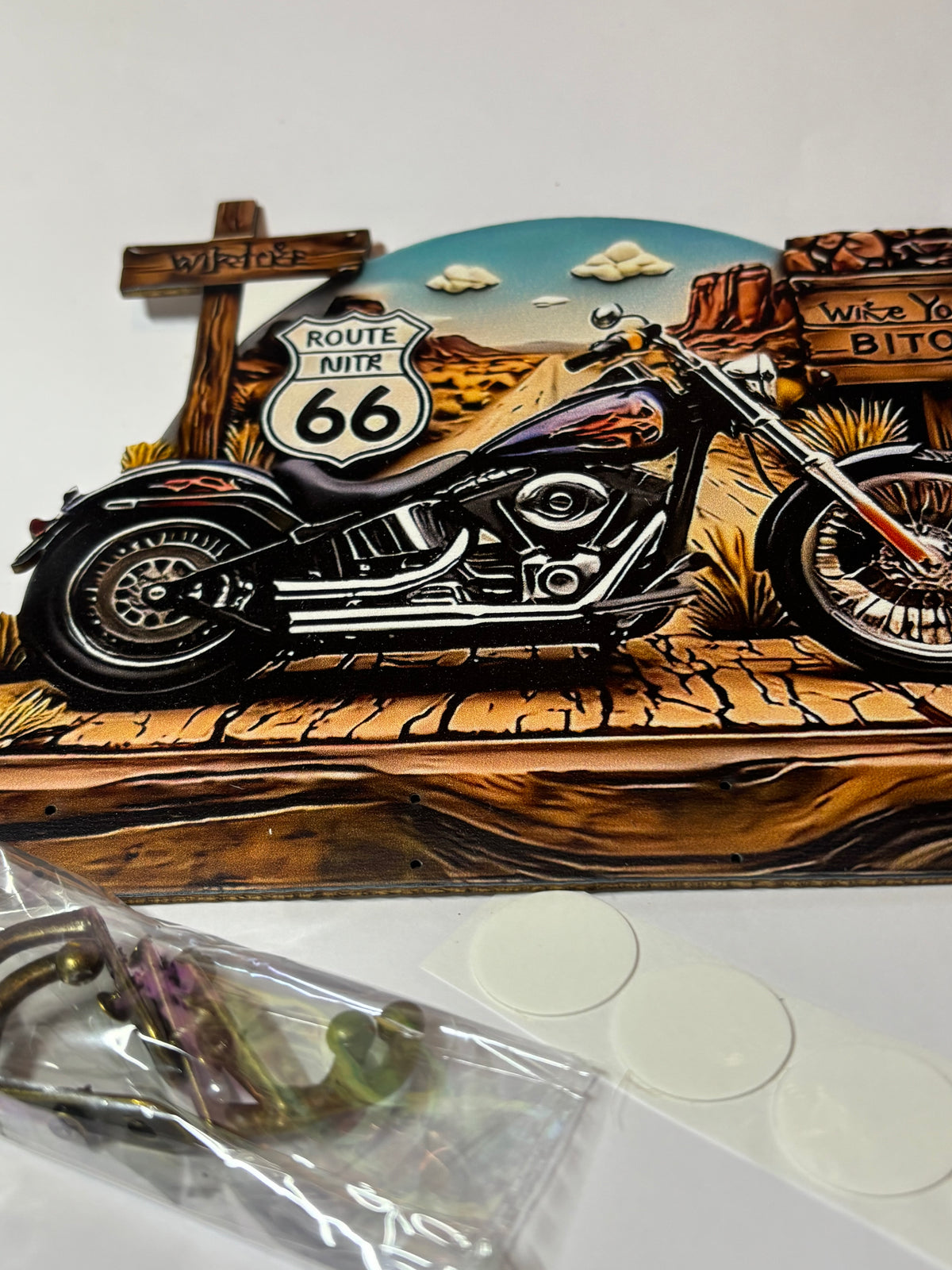 ✨ PORTE-CLÉS MURAL ROUTE 66 – STYLE MOTO CUSTOM ✨