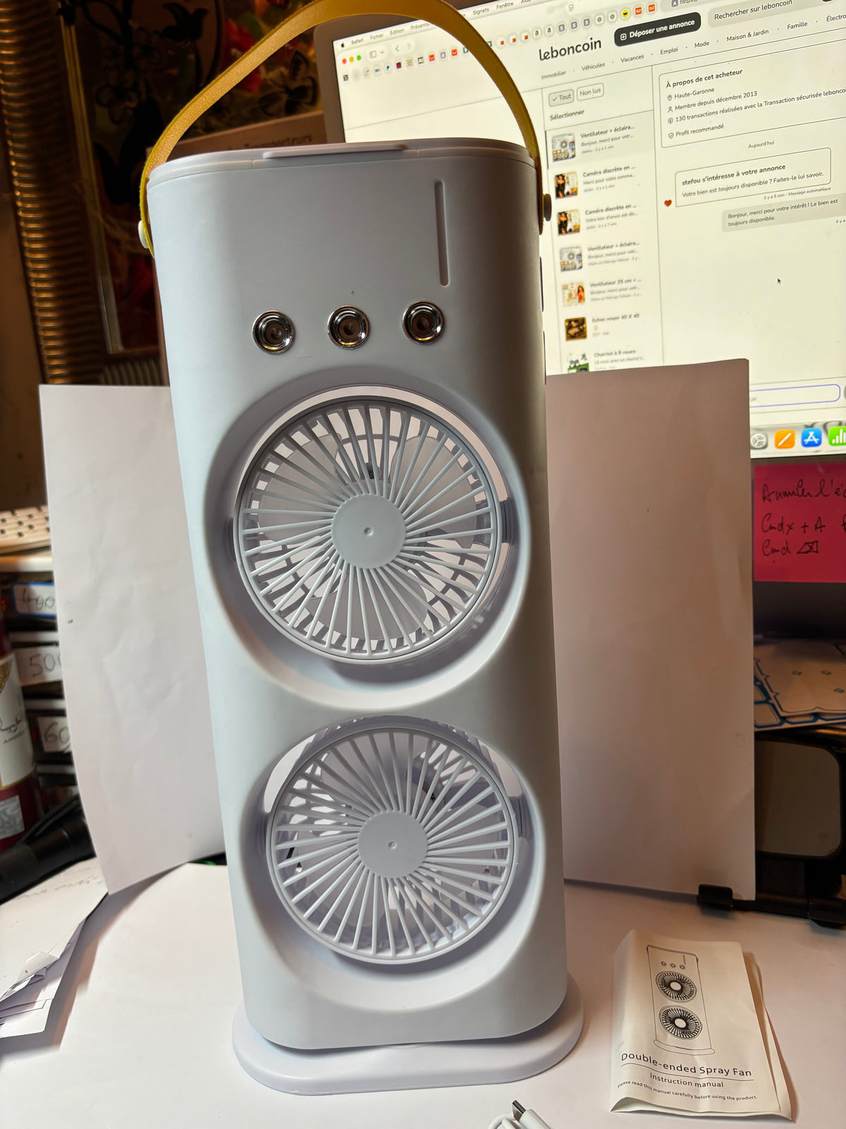 VENTILATEUR BRUMISATEUR DOUBLE TURBINE USB