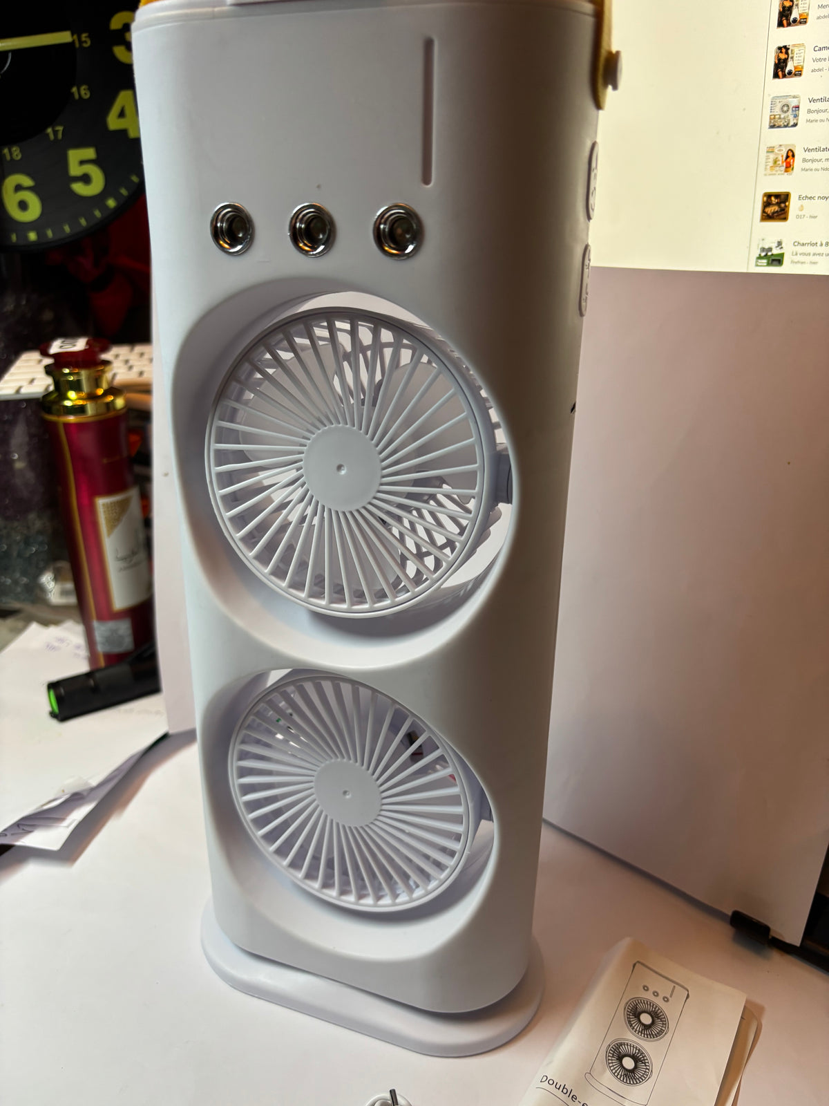 VENTILATEUR BRUMISATEUR DOUBLE TURBINE USB