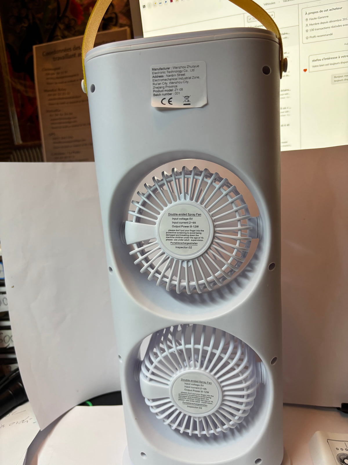 VENTILATEUR BRUMISATEUR DOUBLE TURBINE USB