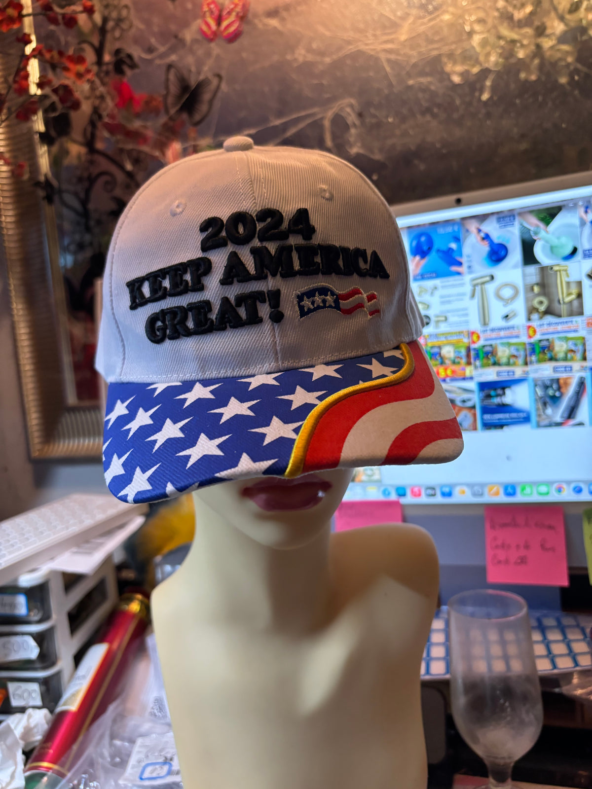 CASQUETTE BLANCHE USA – VISIÈRE DRAPEAU AMÉRICAIN 🇺🇸