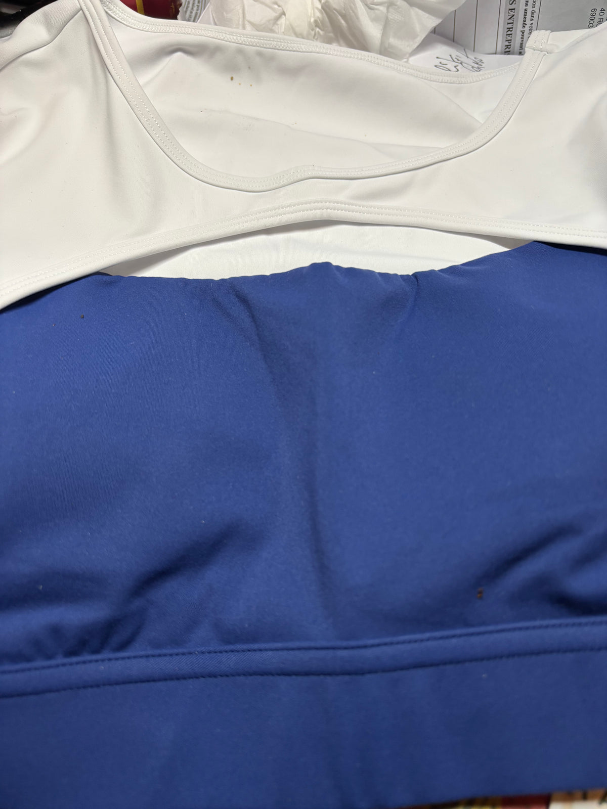 💙 HAUT COURT HALARA BLEU MARINE &amp; BLANC – TAILLE S 💙