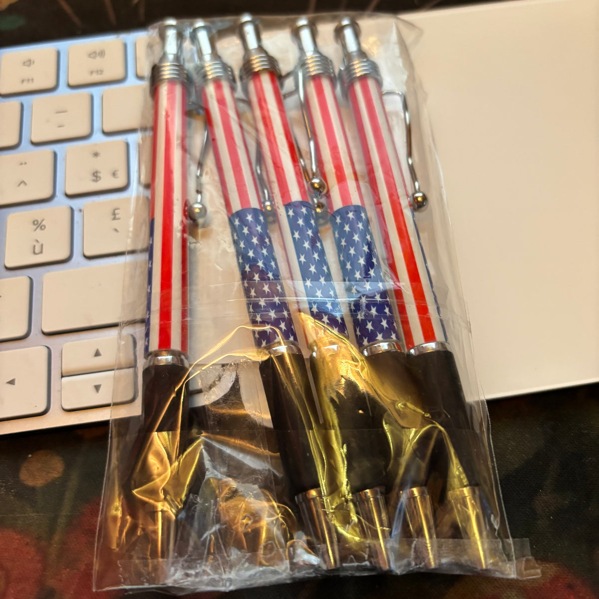 Lot de 5 stylos à bille drapeau américain USA