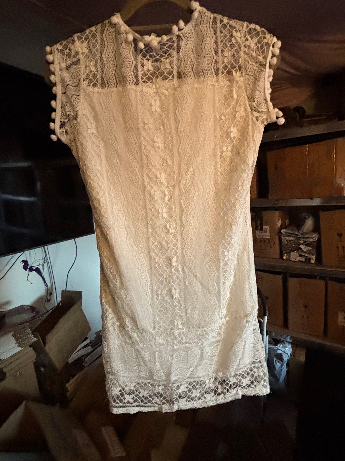 🤍 PETITE ROBE BOHÈME BLANCHE EN DENTELLE &  POMPONS 🤍