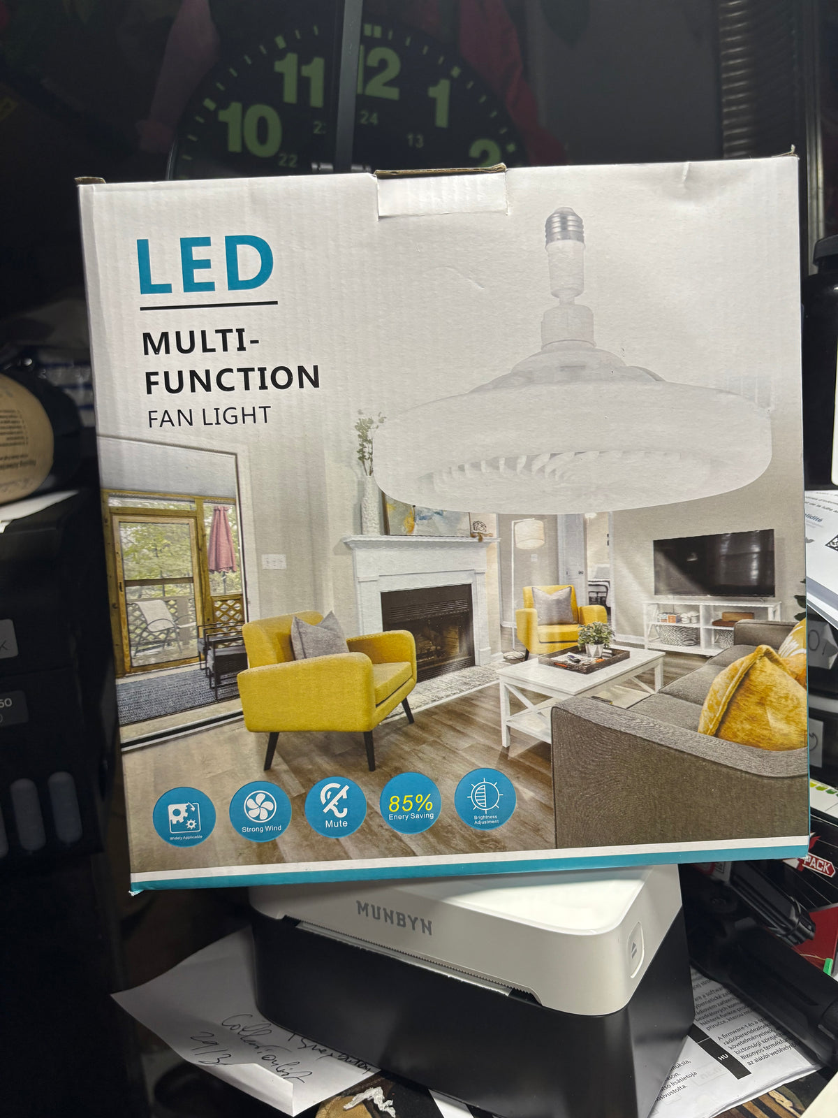 Ventilateur plafonnier LED E27 F3+ – 3 moteurs – 3 têtes orientables