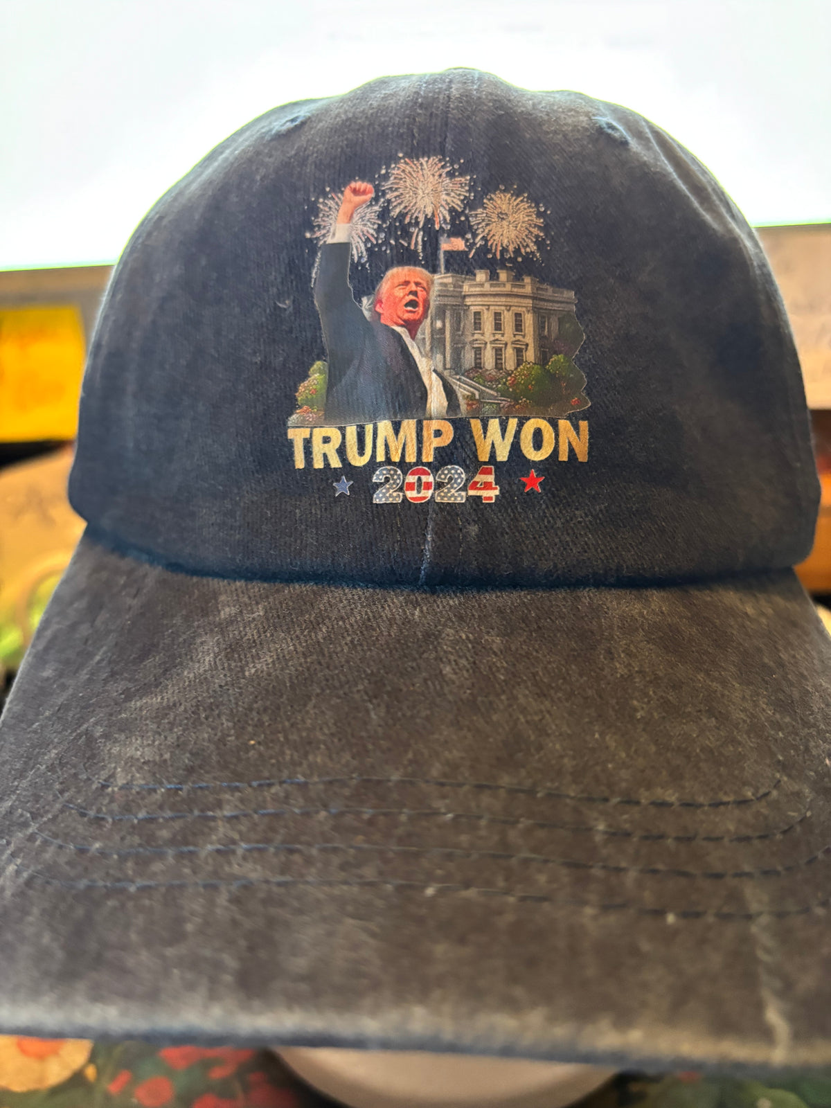 CASQUETTE GRISE « TRUMP WON 2024 » – STYLE VINTAGE AMÉRICAIN