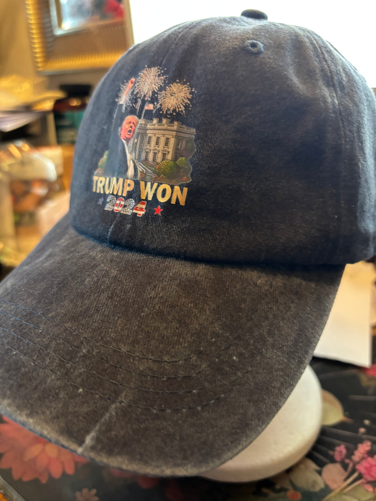CASQUETTE GRISE « TRUMP WON 2024 » – STYLE VINTAGE AMÉRICAIN