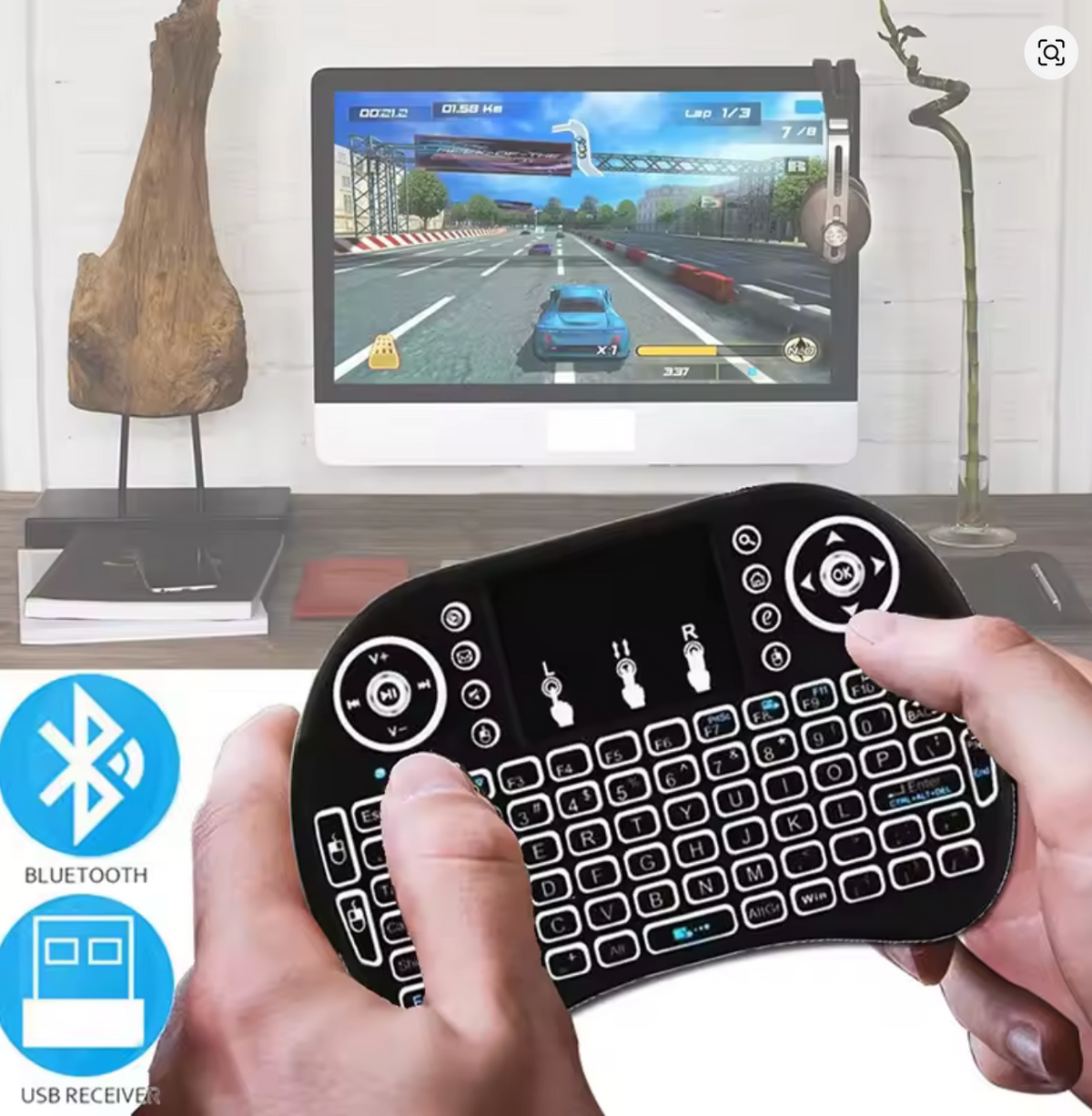 🌈 Mini clavier sans fil Bluetooth &amp; 2.4G avec pavé tactile – Rétroéclairage RGB – Android TV, PC, Smart TV