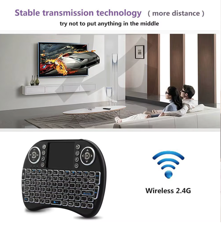 🌈 Mini clavier sans fil Bluetooth &amp; 2.4G avec pavé tactile – Rétroéclairage RGB – Android TV, PC, Smart TV