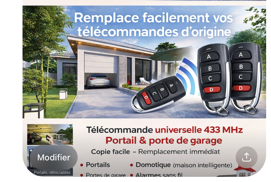 Télécommande universelle  Lot de 2 (Portail / Garage)