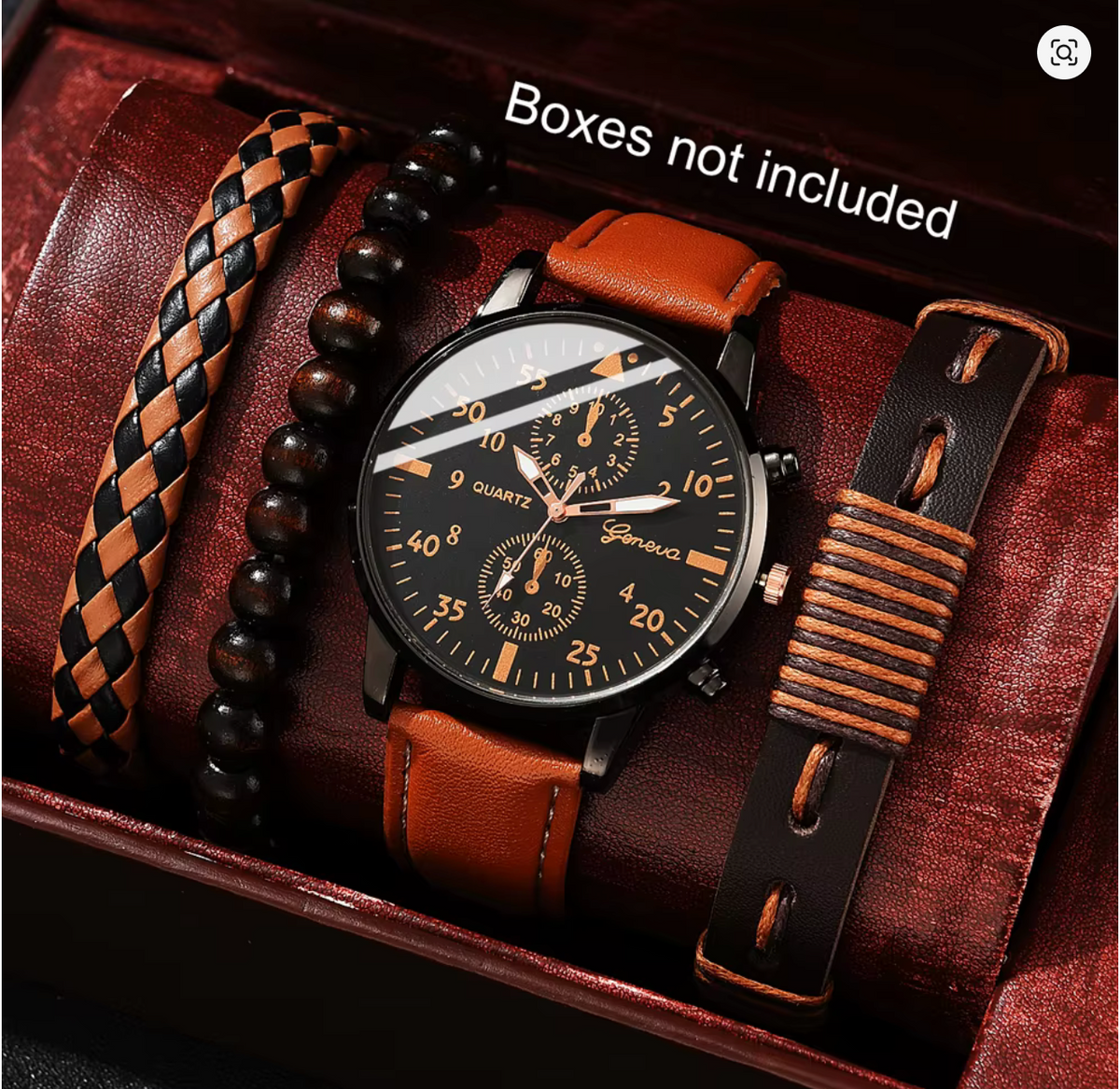 Montre homme + trois bracelets cuir