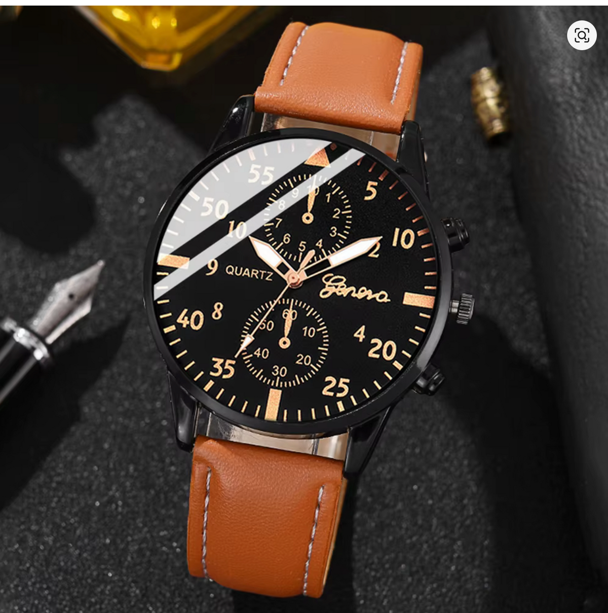 Montre homme + trois bracelets cuir