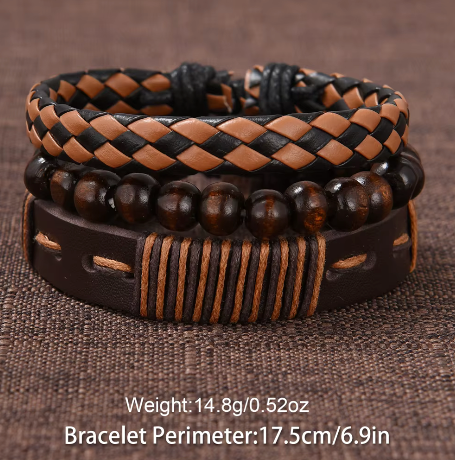 Montre homme + trois bracelets cuir