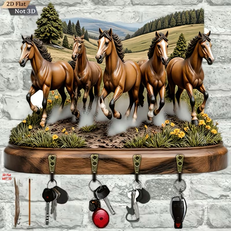 PORTE-CLÉS MURAL CHEVAUX AU GALOP –