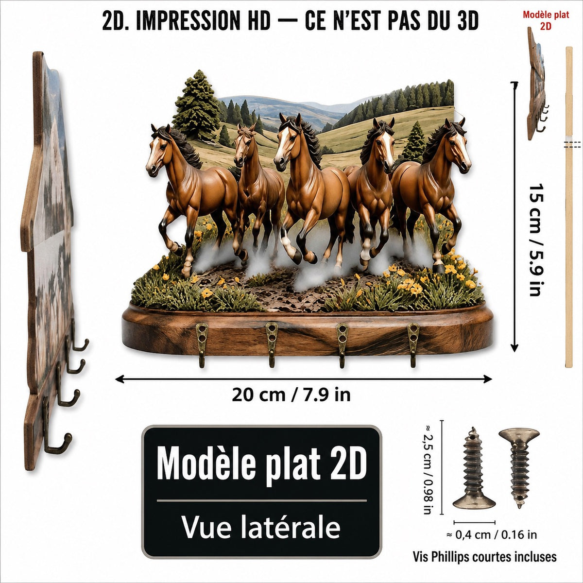 PORTE-CLÉS MURAL CHEVAUX AU GALOP –