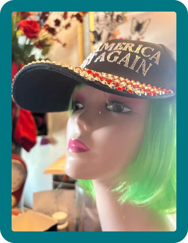 Casquette TRUMP Strass 💎 USA 🇺🇸 Brillante – Noir ou Rouge – Look Unique