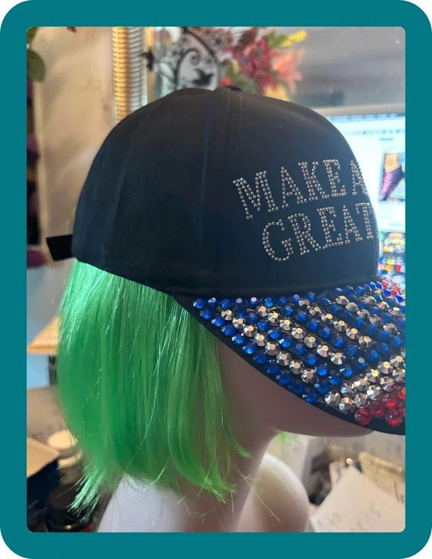 Casquette TRUMP Strass 💎 USA 🇺🇸 Brillante – Noir ou Rouge – Look Unique