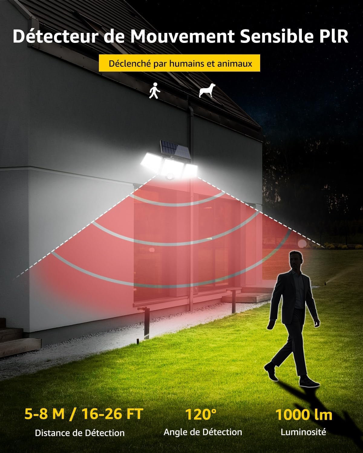 LAMPE SOLAIRE EXTÉRIEUR – DÉTECTEUR DE MOUVEMENT