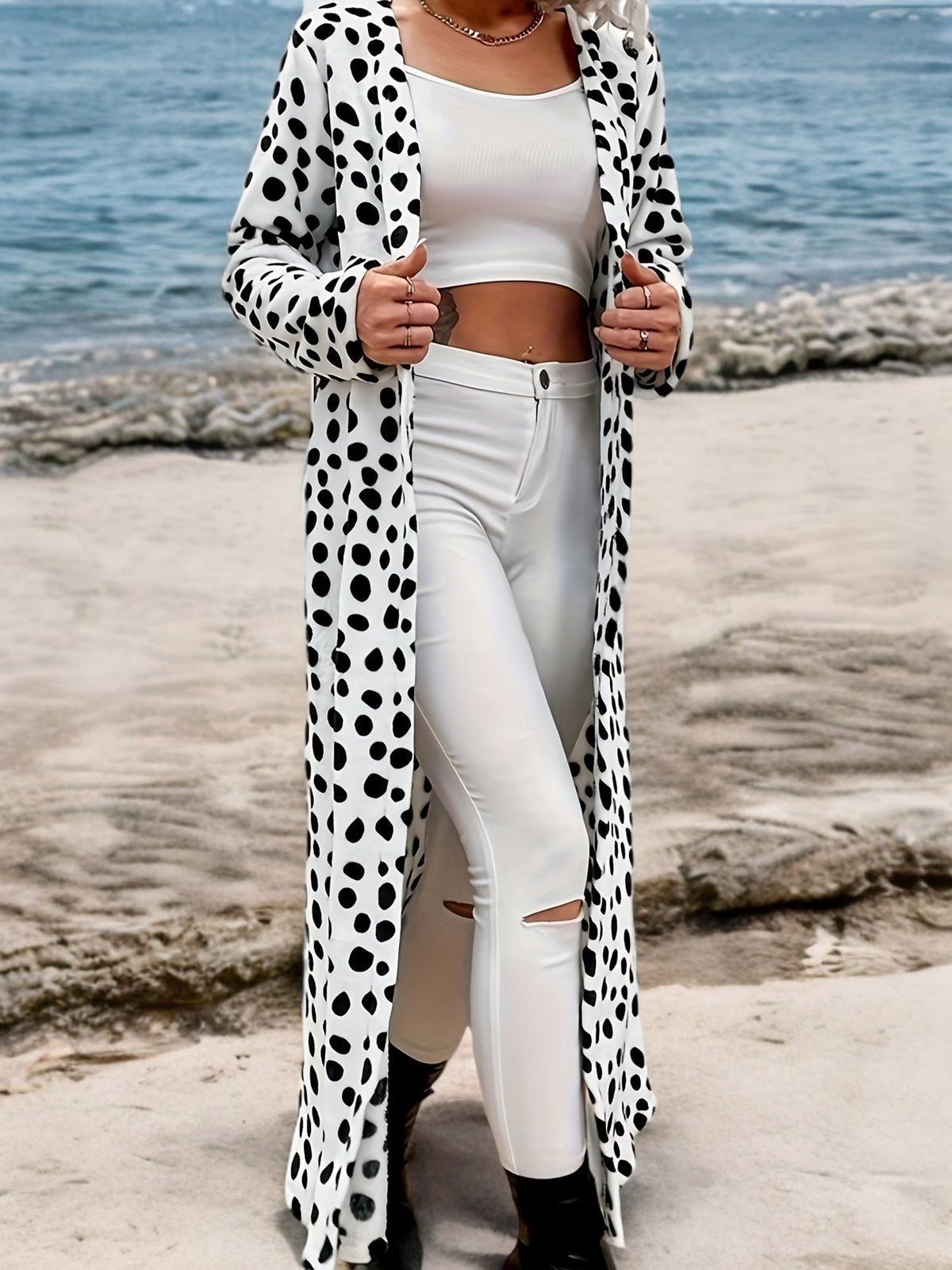 MANTEAU LONG FEMME NOIR &amp; BLANC –