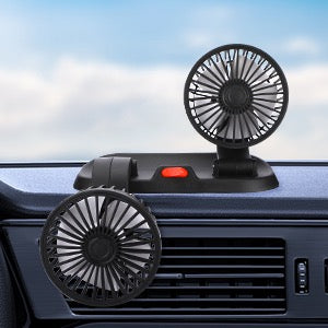 🌬️ Ventilateur USB Double Tête 5V – Voiture, Camping-car, Bureau &amp; Maison – Rotation 360° – 3 vitesses