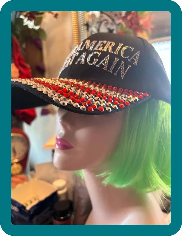 Casquette TRUMP Strass 💎 USA 🇺🇸 Brillante – Noir ou Rouge – Look Unique
