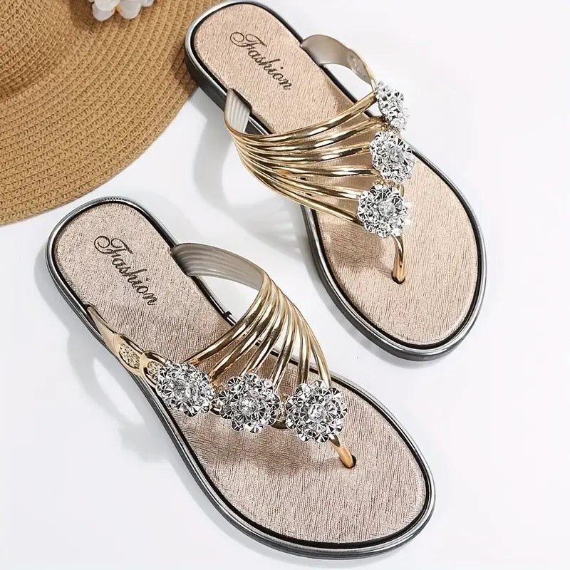 ✨ TONGS / SANDALES BIJOUX DORÉES – STYLE LUXE & ULTRA TENDANCE ✨