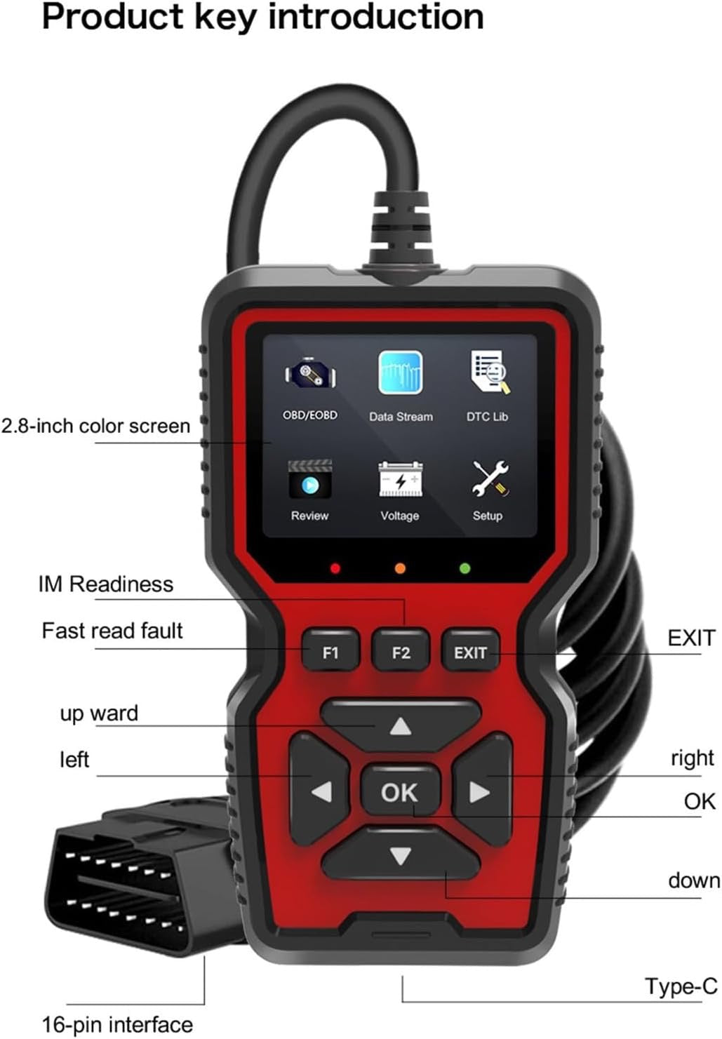 🔧 🚗 Auto-Diagnosescanner OBD2 V519 – Mehrmarken – Farbdisplay