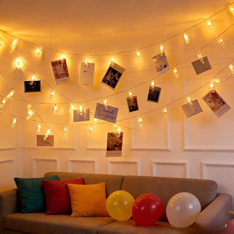 ✨ Guirlande lumineuse à photos – 40 LED &amp; 40 mini pinces ✨